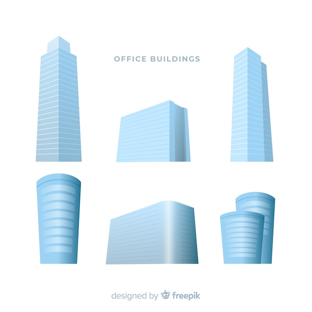 Modern office building collection with flat design