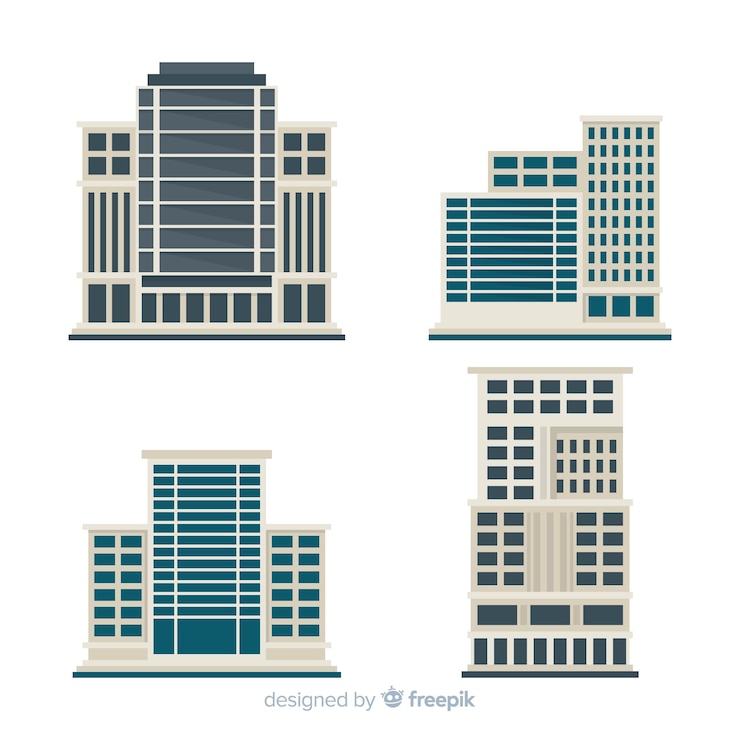 Free Vector modern office building collection with flat design