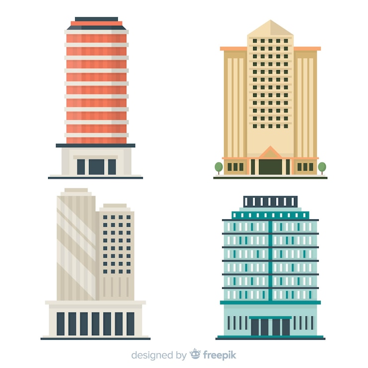 Free Vector modern office building collection with flat design