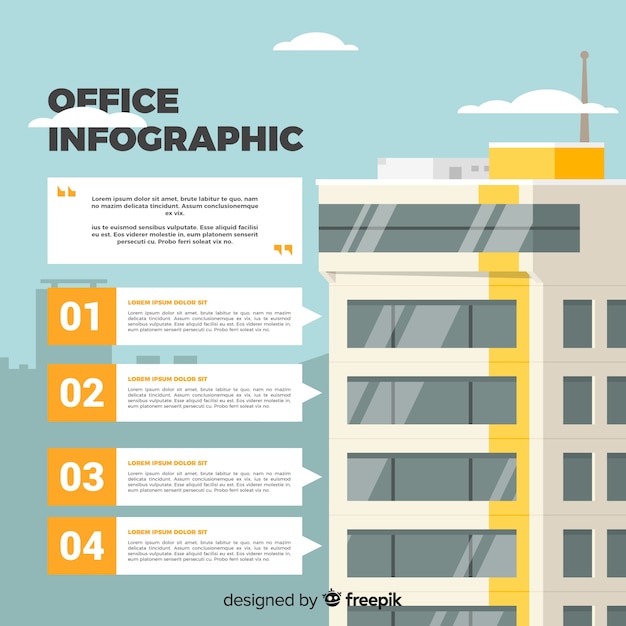 Edificio per uffici moderno con stile infografica