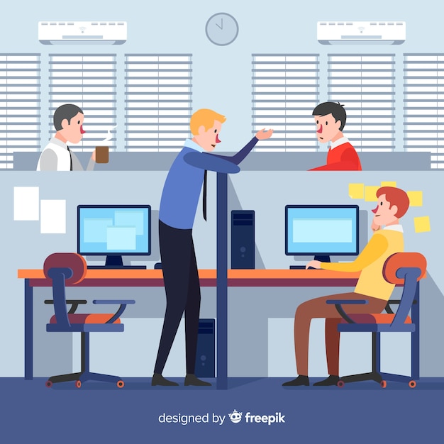 Free vector modern office people composition with flat design