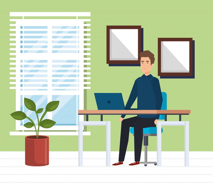 Free Vector modern office with businessman