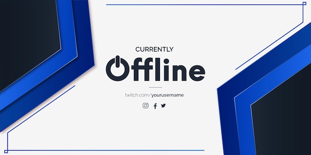 Free vector modern offline for twitch with minimal blue shapes