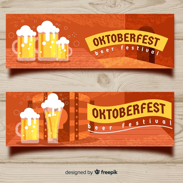 Modern oktoberfest banners with jars