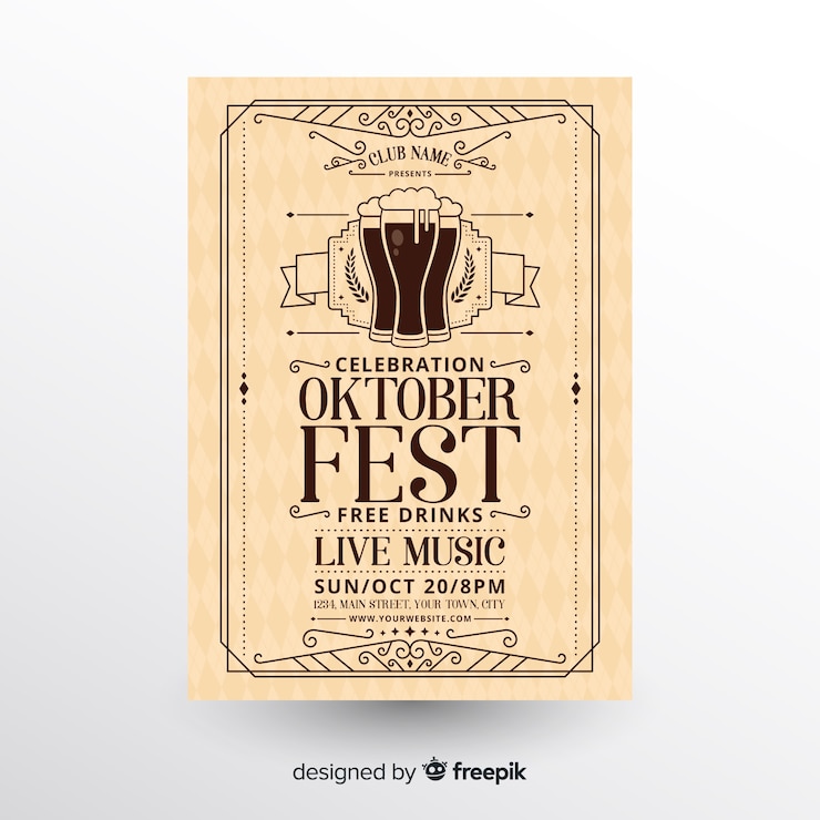 Free Vector modern oktoberfest flyer template with flat design