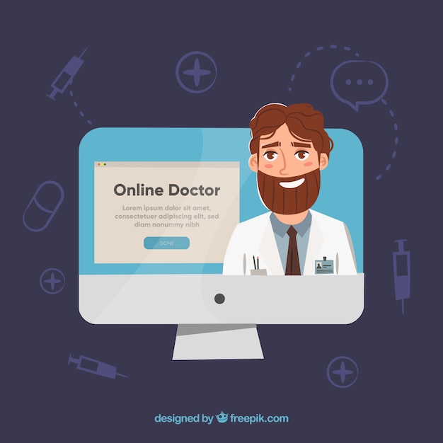 Бесплатное векторное изображение Современный дизайн онлайн-врача