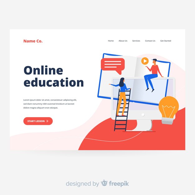 Modern online education landing page