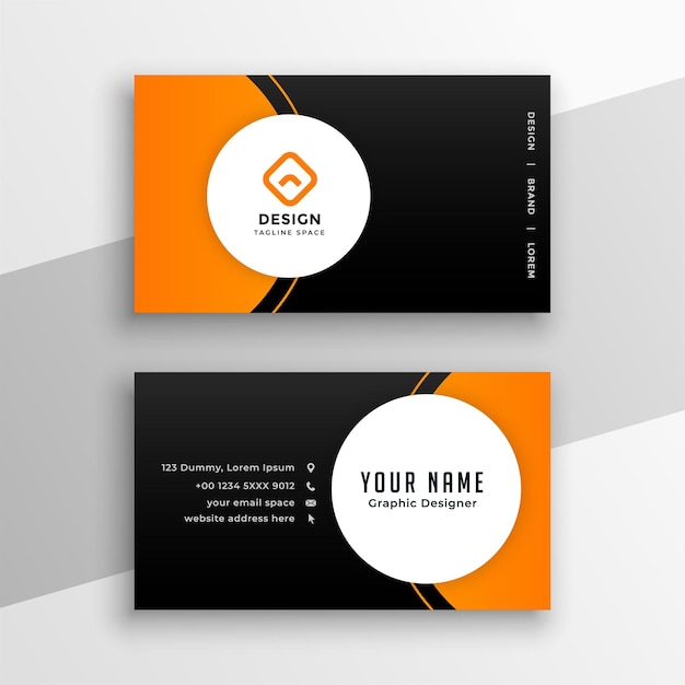 Free vector modern orange and black business card design