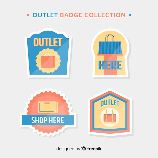 Free vector modern outlet badge collection with flat design