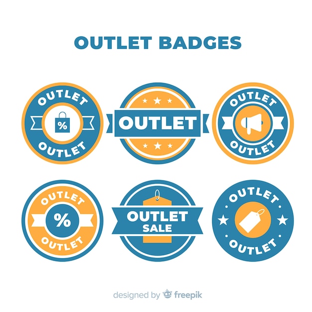 Modern outlet badge collection with flat design