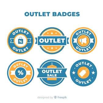 Collezione di badge outlet moderna con design piatto