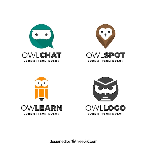 Free vector modern owl logo collection