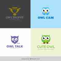 Free vector modern owl logo set