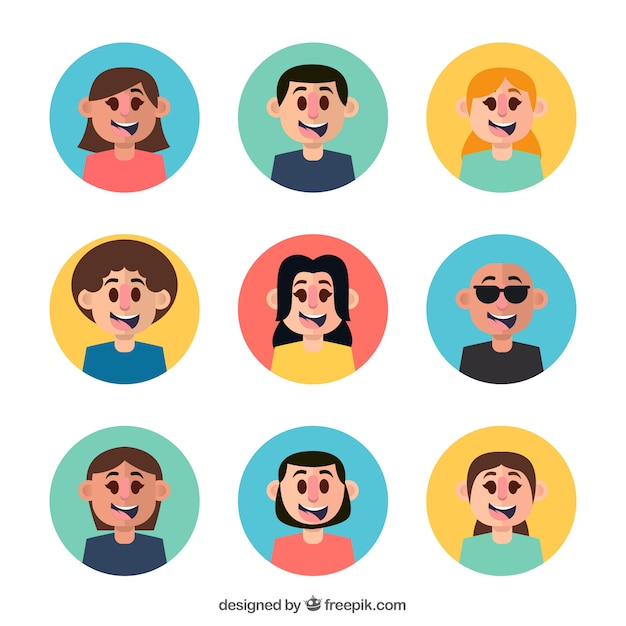 Modern pack of avatars with flat design