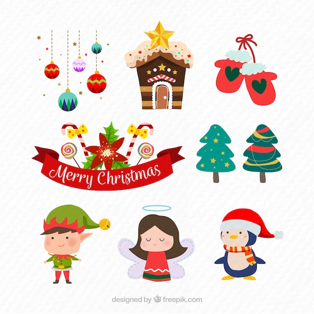 Free vector modern pack of christmas accesories