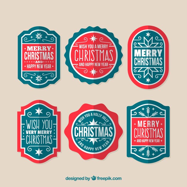 Modern pack of christmas badges