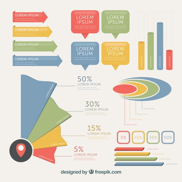 Confezione moderna di elementi colorati per infografica