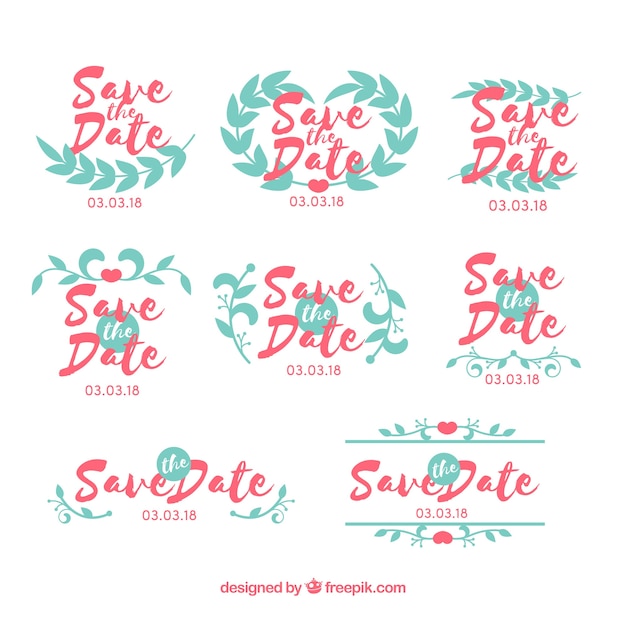 Free vector modern pack of cool weddin labels