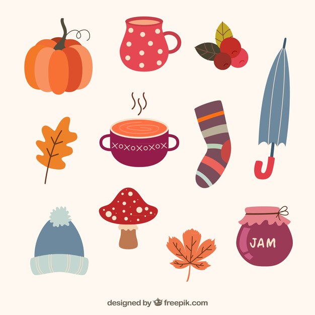 Free Vector modern pack of flat autumnal elements