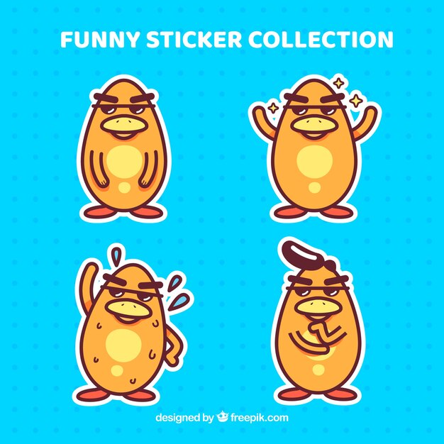 Modern pack of funny duck stickers