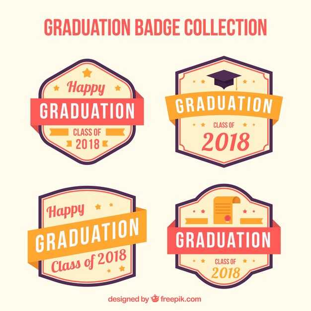 Modern pack graduation label collection with flat design 