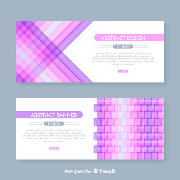 無料ベクター フラットデザインの抽象的なバナーの最新パック