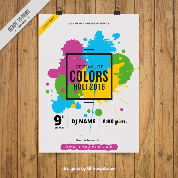 Modern paint splashes holi poster