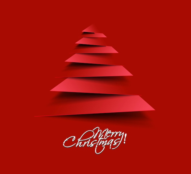 Modern Paper Cut Christmas Tree Background, Vector illustration.