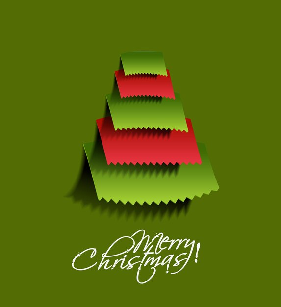 Free vector modern paper cut christmas tree background, vector illustration.