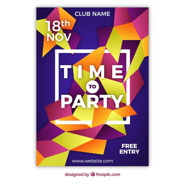 Free vector modern party poster with abstract shapes