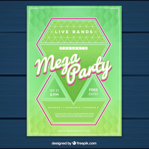 Modern party poster with diamonds