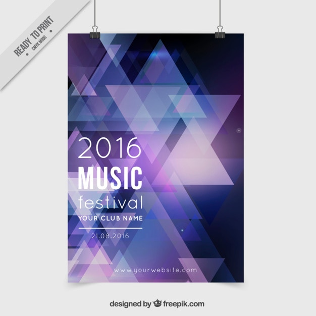 Free vector modern party poster with triangles