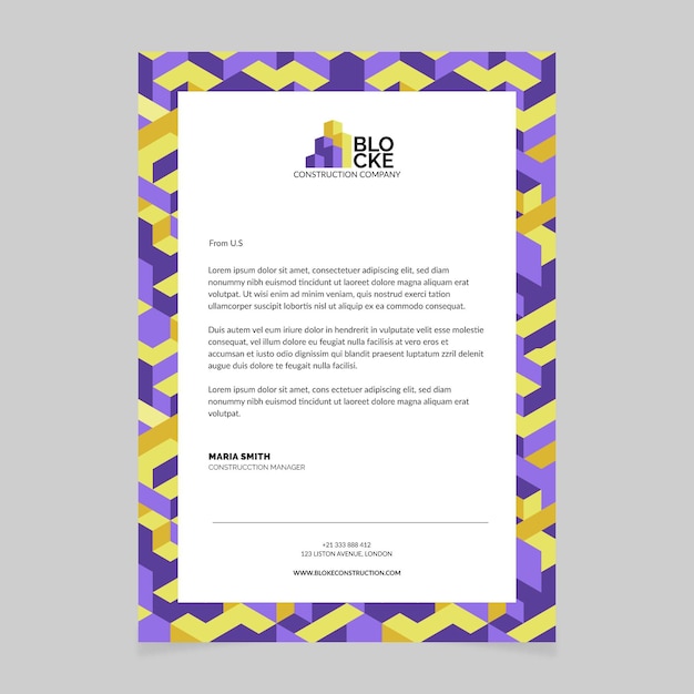 Free vector modern pattern construction cover letter