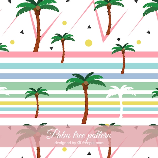 Free vector modern pattern with geometric shapes and palm trees