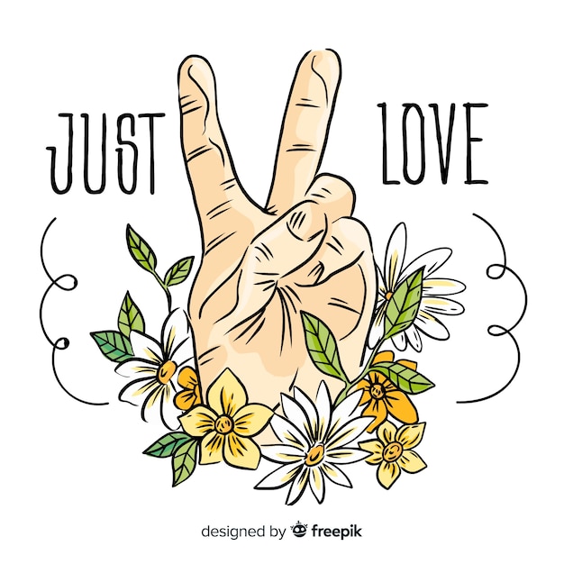Free vector modern peace symbol with hand showing two fingers
