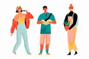 Free vector modern people doing cultural activities