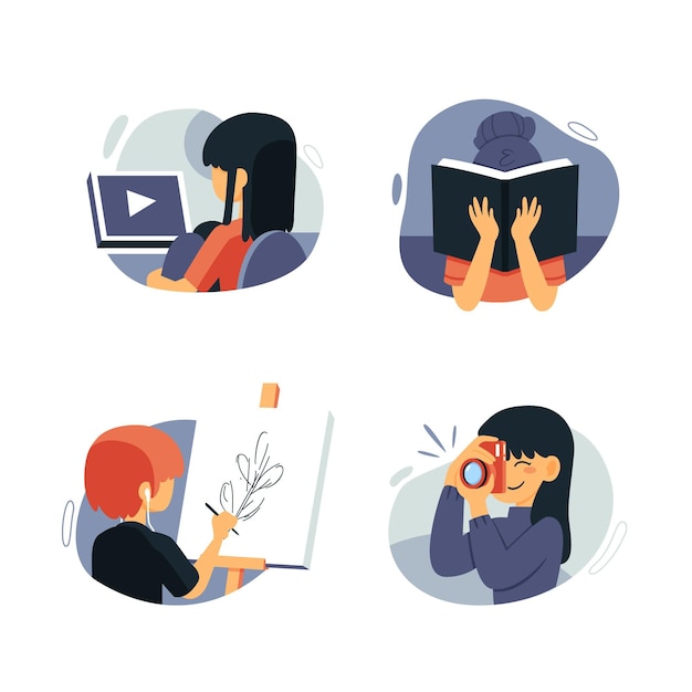 Free vector modern people doing modern activities