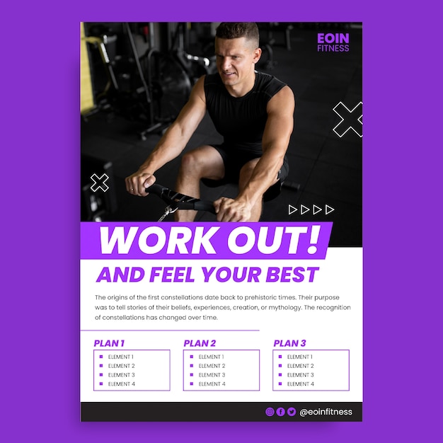 Vettore gratuito modello di poster moderno per personal trainer