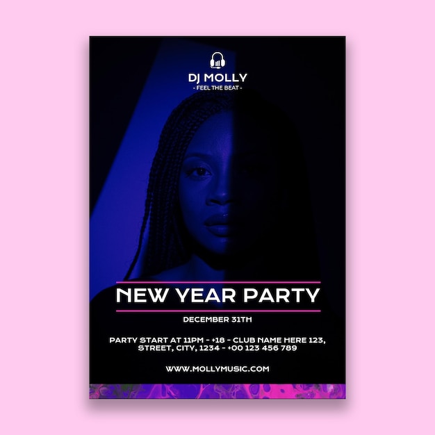 Modern pink dj molly new year poster