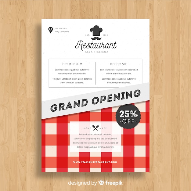 Free vector modern pizza restaurant flyer template