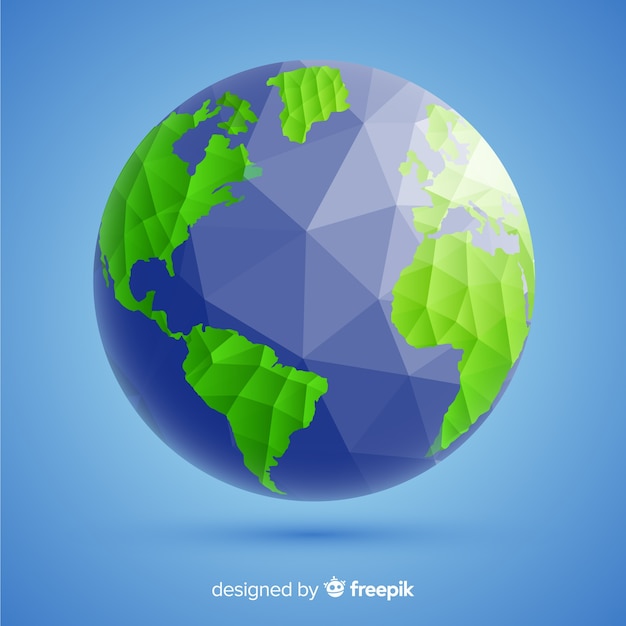 Vettore gratuito composizione moderna pianeta terra con stile poligonale
