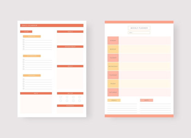 Modern planner template set set of planner and to do list daily and weekly planner template