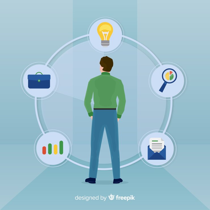 무료 Vector 평면 디자인의 현대적인 생산성 개념