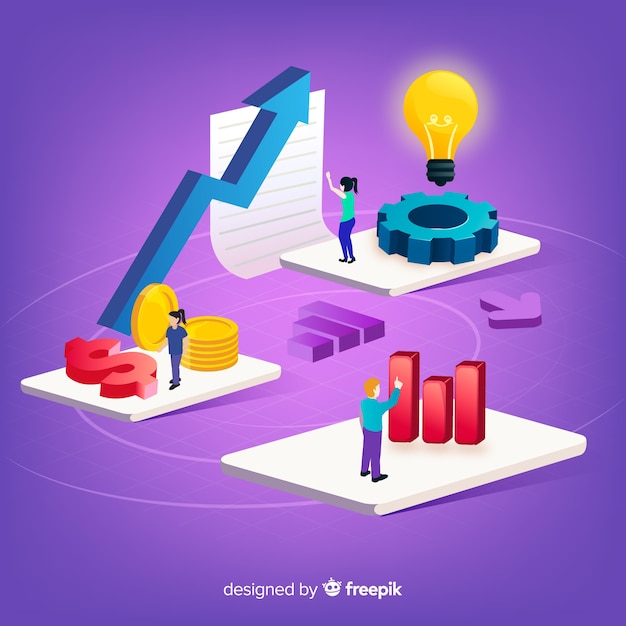 Modern productivity concept with isometric view