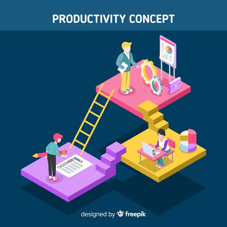 Free Vector modern productivity concept with isometric view