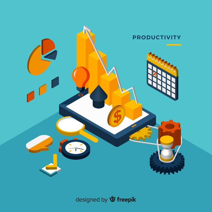 Free Vector modern productivity concept with isometric view