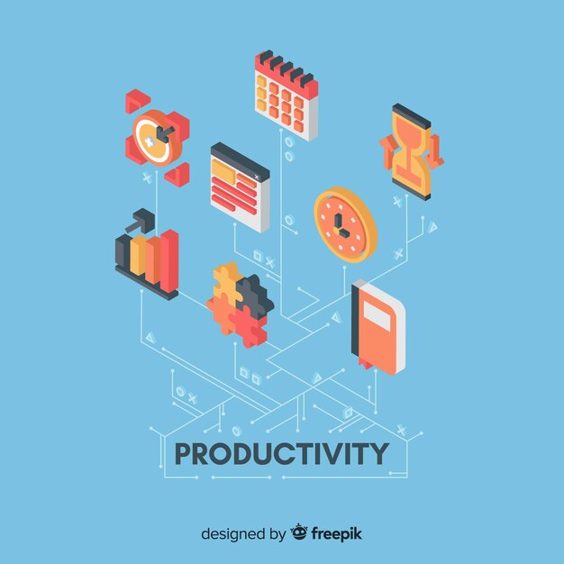 Modern productivity concept with isometric view