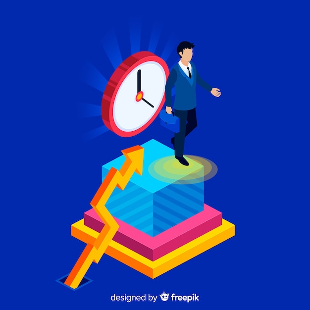 Modern productivity concept with isometric view