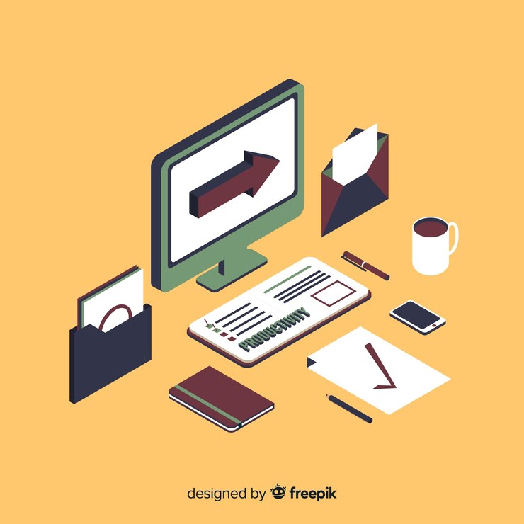 Free Vector modern productivity concept with isometric view