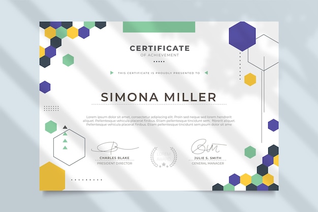 Free vector modern professional certificate template